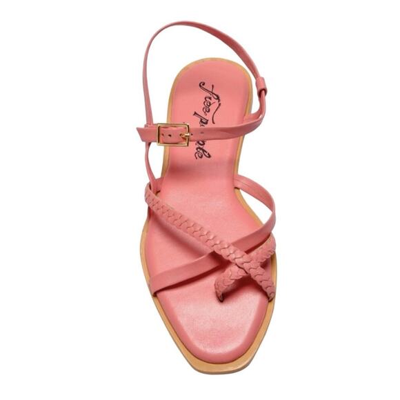 Free People Sunny Days Flat Sandal Sz 8.5 Pink Ankle Strap Adjustable Padded New - Picture 8 of 9